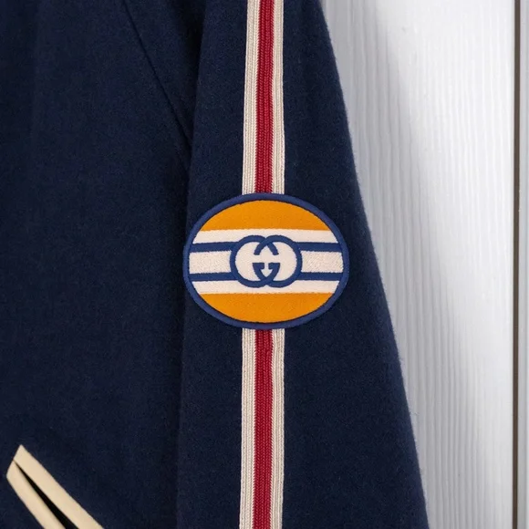 Gucci x Disney Men's Bomber Jacket Navy with Huey, Dewey and Louie Patch Size 48 - Picture 4 of 8